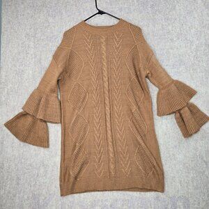 Main Strip Womens Bell Sleeve Sweater Dress M